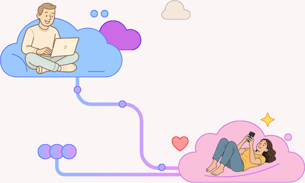 Couple discutant dans les nuages